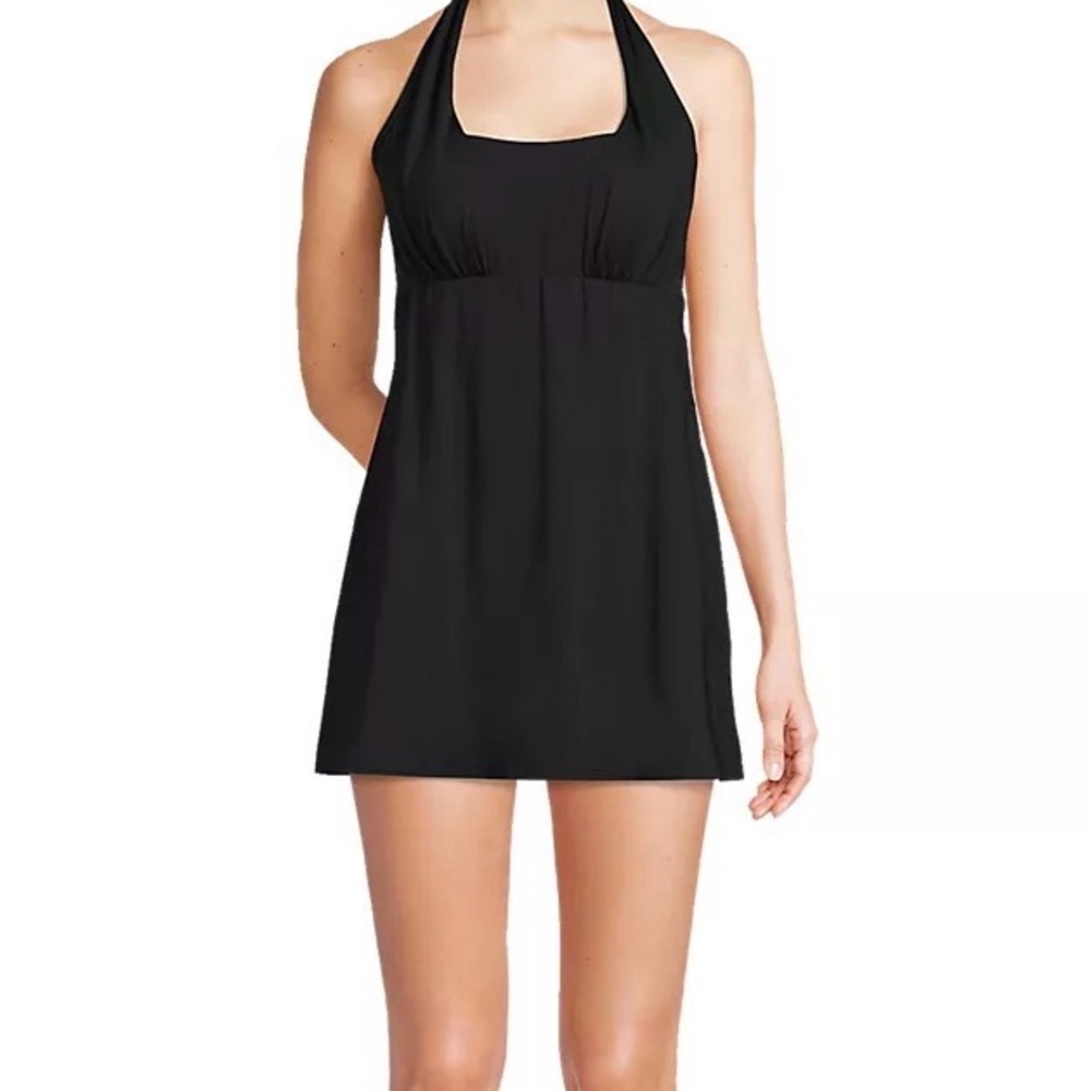 Lands end- Women's Square Neck Halter Swim Dress One Piece Swimsuit XS NWT